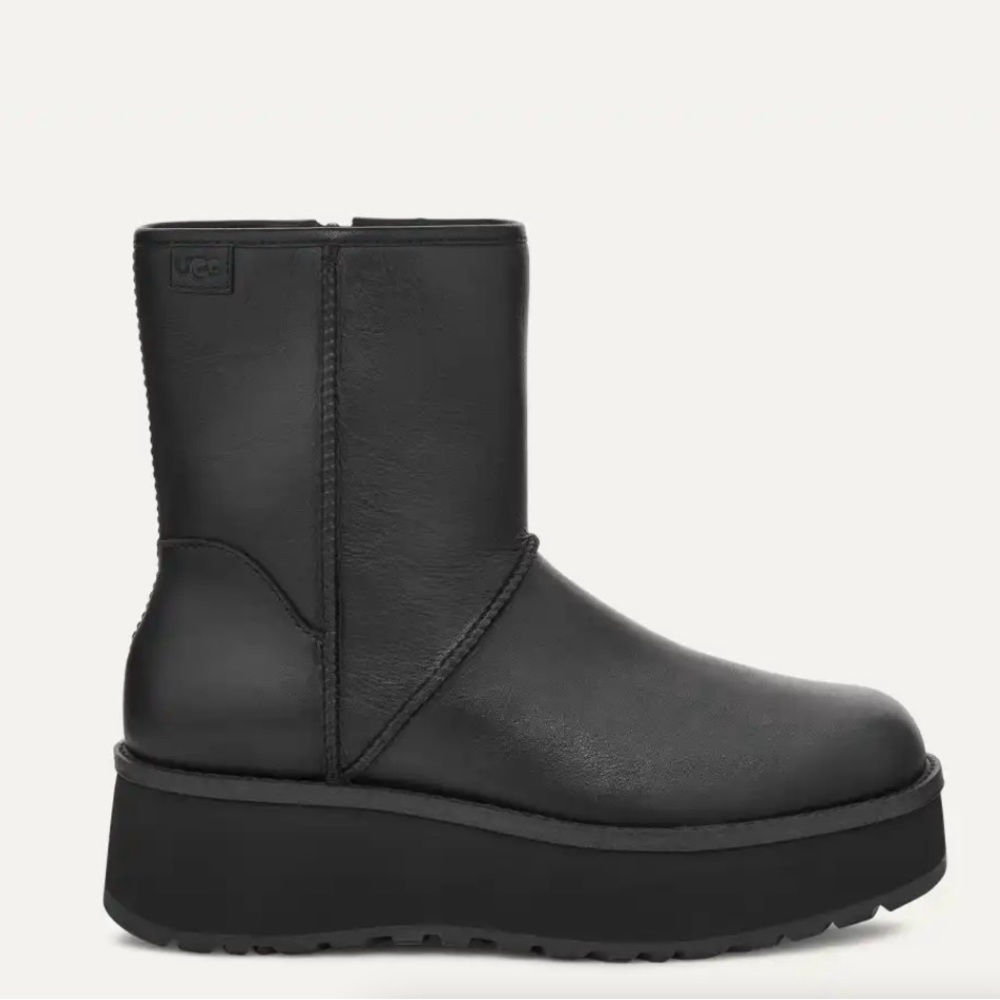 Black leather Ugg Platform boots